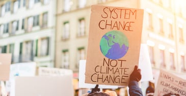 Group of demonstrators on road, young people fight for climate change