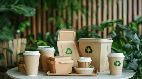 Eco-Friendly Disposable Food Containers on Table